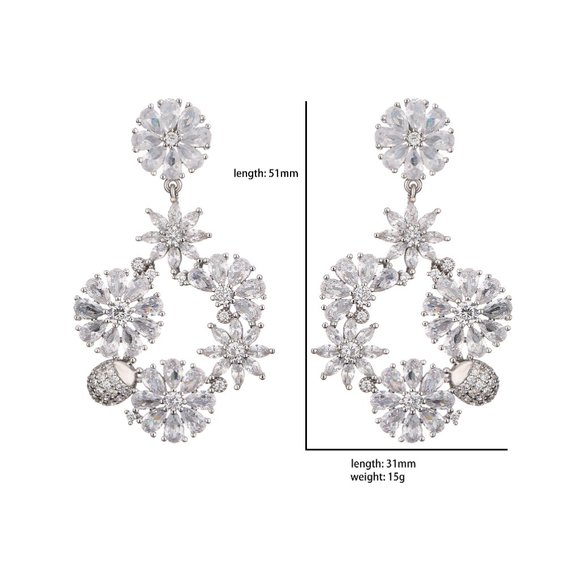 Anthro Festive Silver Snowflakes Floral Earrings Holiday Season - Picture 4 of 10